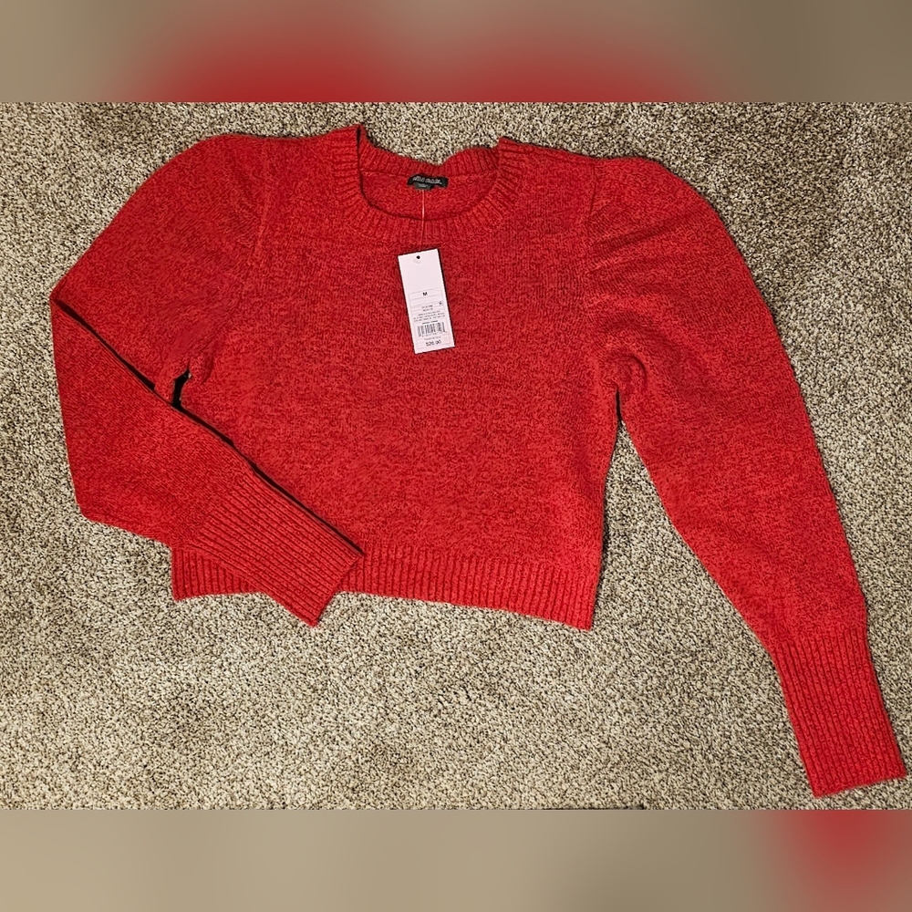 Wild Fable Red cropped top long sleeve sweater, NWT
